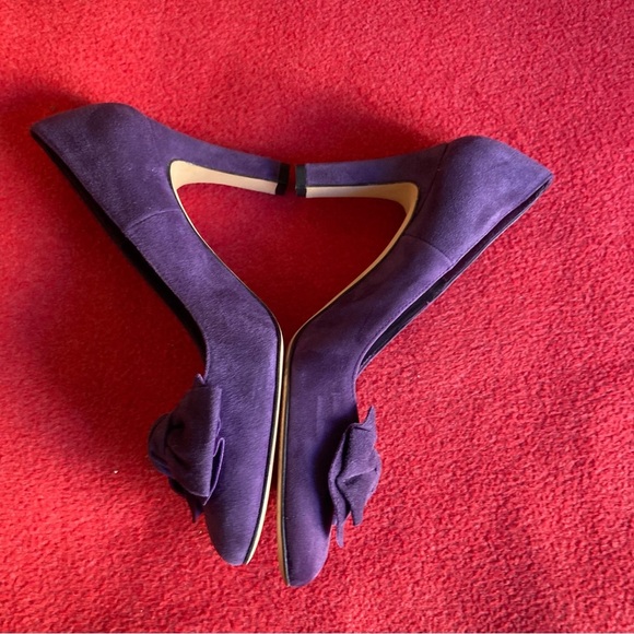 LK BENNETT Sz 38 Velvet Suede Bow At Front Rounded Toe Pumps Heels - Picture 8 of 10